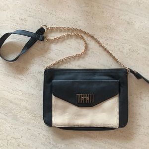 Vegan Leather Black and Gold Crossbody